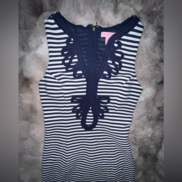 Lilly Pulitzer Dress Janice Shift True Navy Ottoman Stripe, Small - Picture 10 of 15